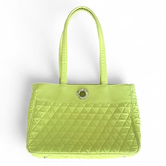 Vera Bradley Handbags - Vera Bradley Purse Lime Green Quilted Fabric Toggle Tote Shoulder Bag Silver